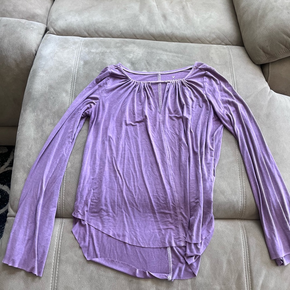 Purple Flowy Long Sleeve Shirt